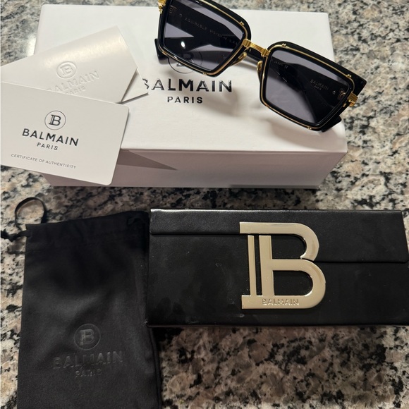 Balmain Admirable Black Sunglasses with Gold Detail - Picture 1 of 6